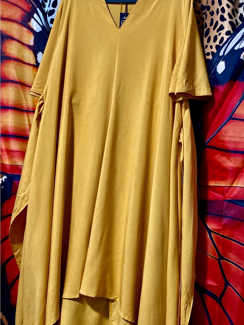 Flowy V-Neck Midi Dress in Mustard by Vonda